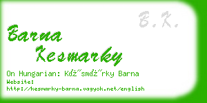 barna kesmarky business card